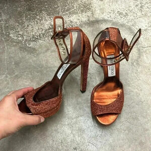 Jimmy choo glitter bronze pumps